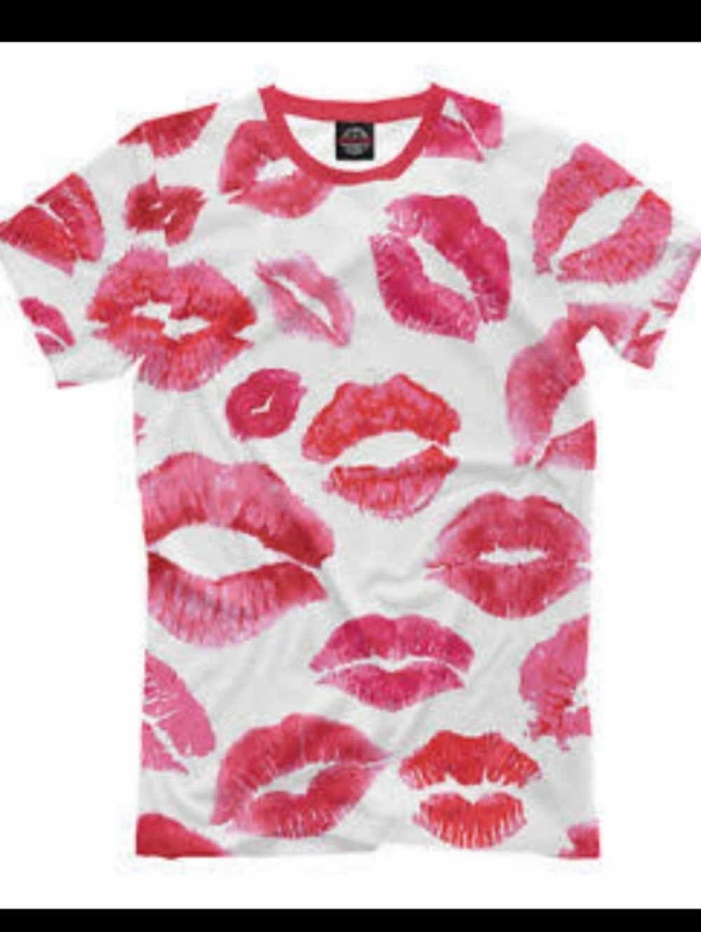 T-Shirt with Red Lip Print~Unisex - Picture 2 of 8